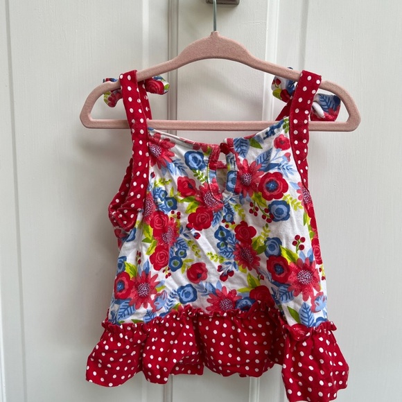 Jumping Fences 24M Red, White, Blue, and Green Floral Tank Top Blouse - Picture 3 of 5